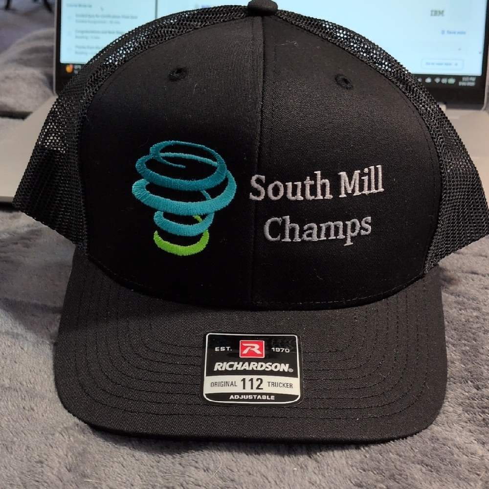 Richardson Black Trucker Hat with South Mill Champs Embroidered Logo
